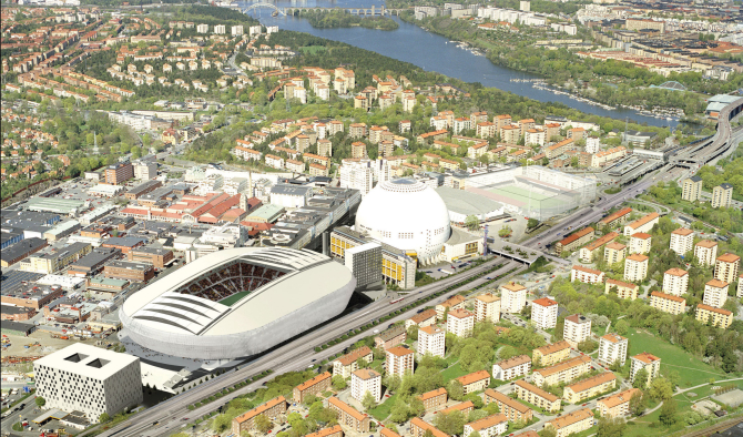 Stockholmsarenan ska byggas nära Globen och ska enligt planerna stå klar i december 2012.