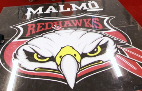 Klubbmärket i all glans. Och trots alla besvär finns det hopp om att Malmö Redhawks ska bli att räkna med igen. Foto Andreas Hillergren, Scanpix