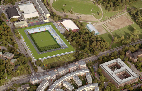Här är Djurgårdens nya fotbollsarena. Stadion ska rymma nästan 18 000 personer och byggkostnaden beräknas till 425 miljoner.